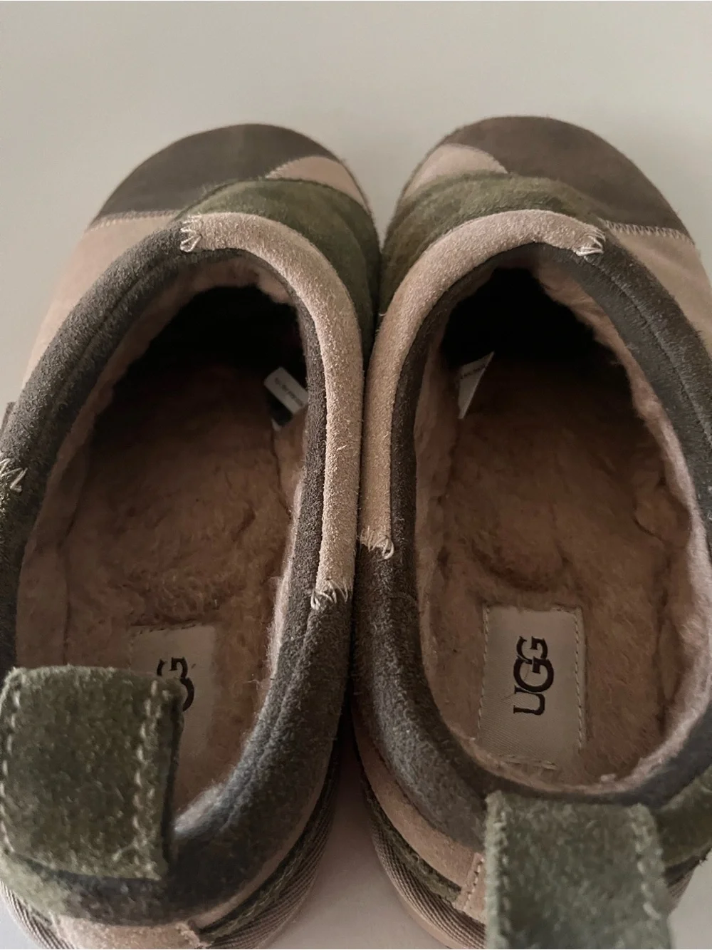 UGG Tasman ReImagined Patchwork Slippers Men's US 11 Olive Green Sheepskin